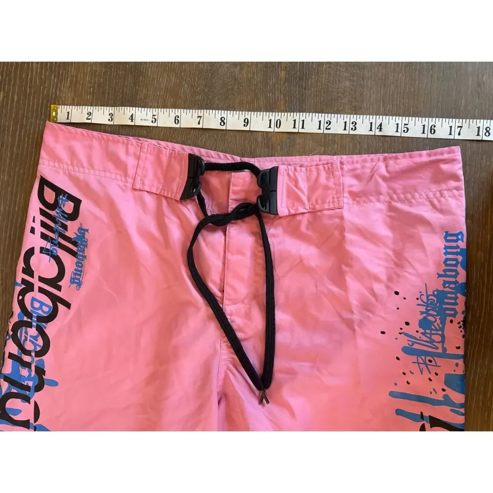 Vintage BILLABONG Long Board Shorts Swim Suit Trunks Pink L Australia 90s